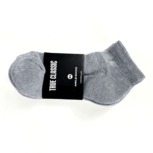 True Classic Men's XL Heather Gray Ankle Seamless Toe Premium Socks 3-Pack NWT - Picture 1 of 11